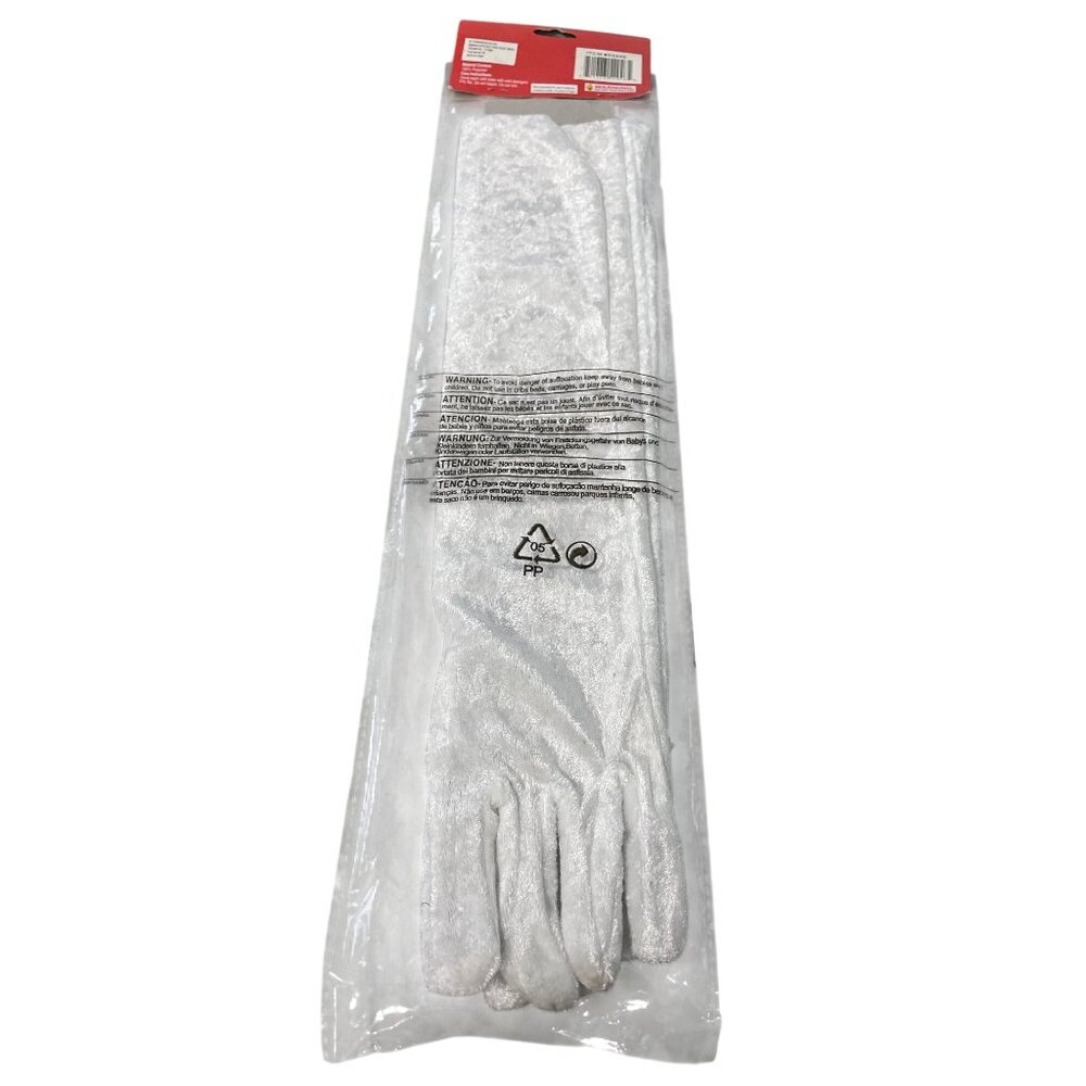 Long Theatrical Gloves One Size White Velvet Costume Accessory Halloween NEW